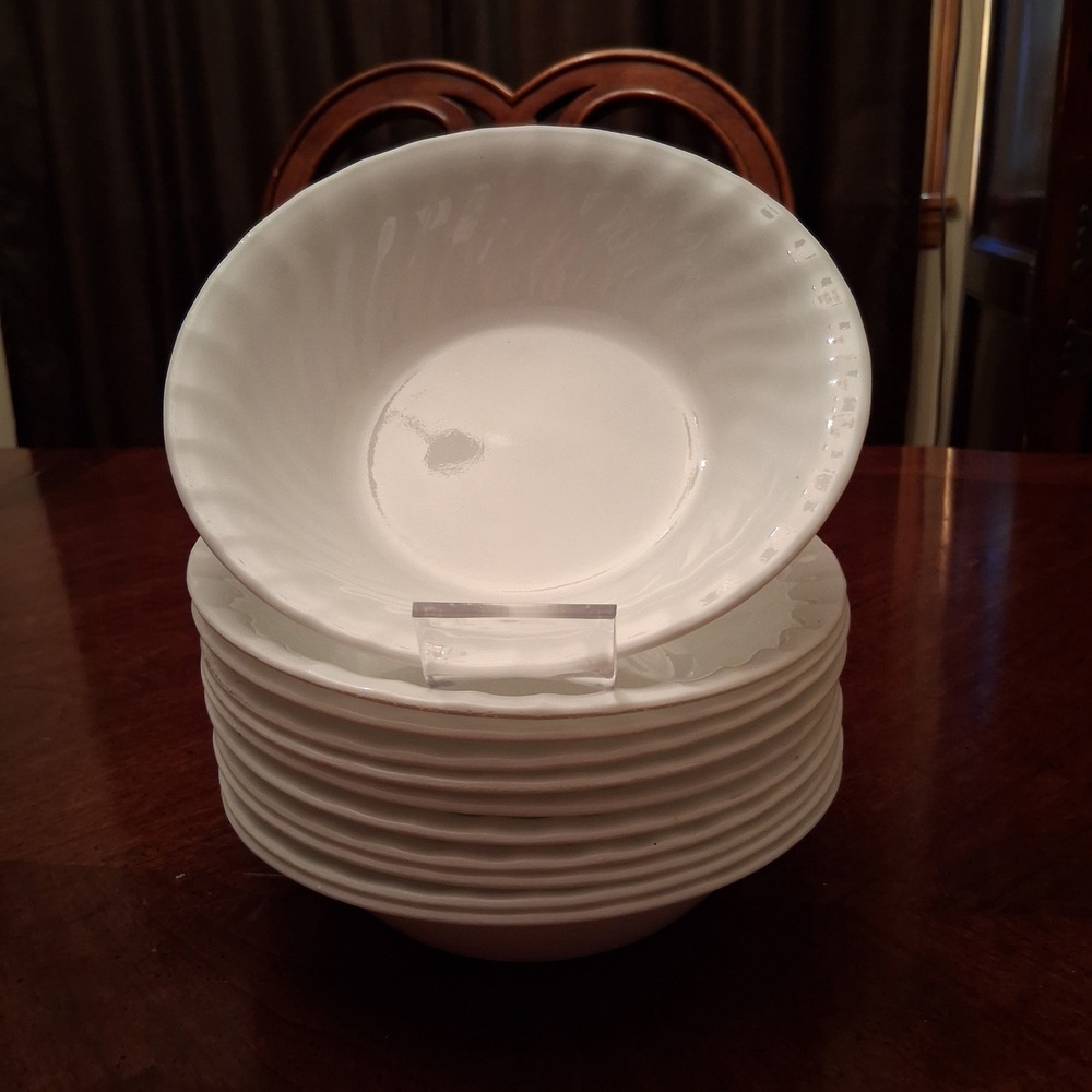 Corelle Enhancements Vitrelle Swirl Rim Cereal Bowls Set of 11 Made in USA 7.5"